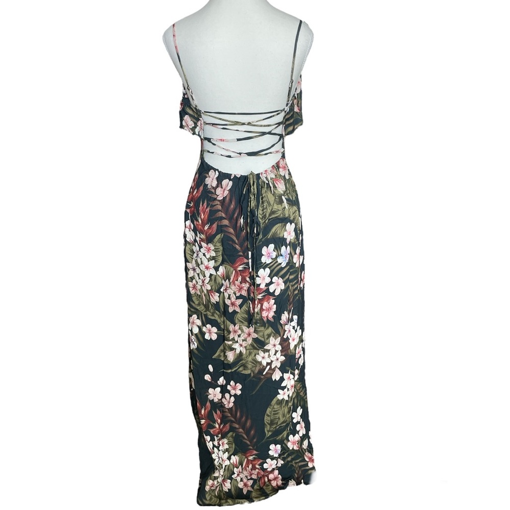 Chaser Tropical Print Strappy Tie-Back Maxi Dress M - Picture 4 of 10